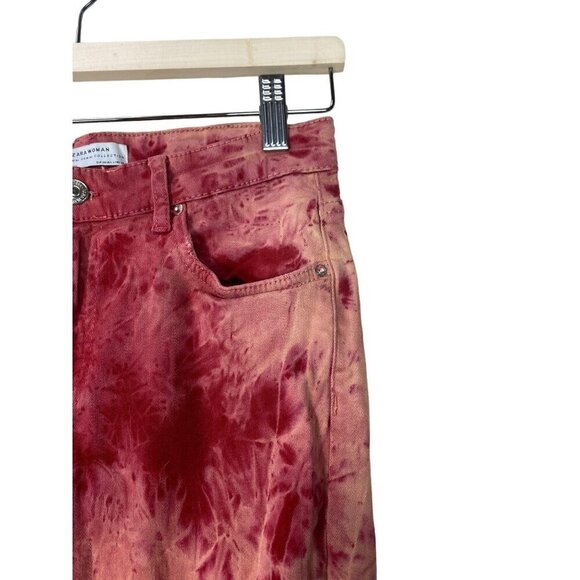 2/$30 Zara‎ Woman’s Tie Dye Skinny Slim Red Jeans Size 4 - Picture 7 of 14